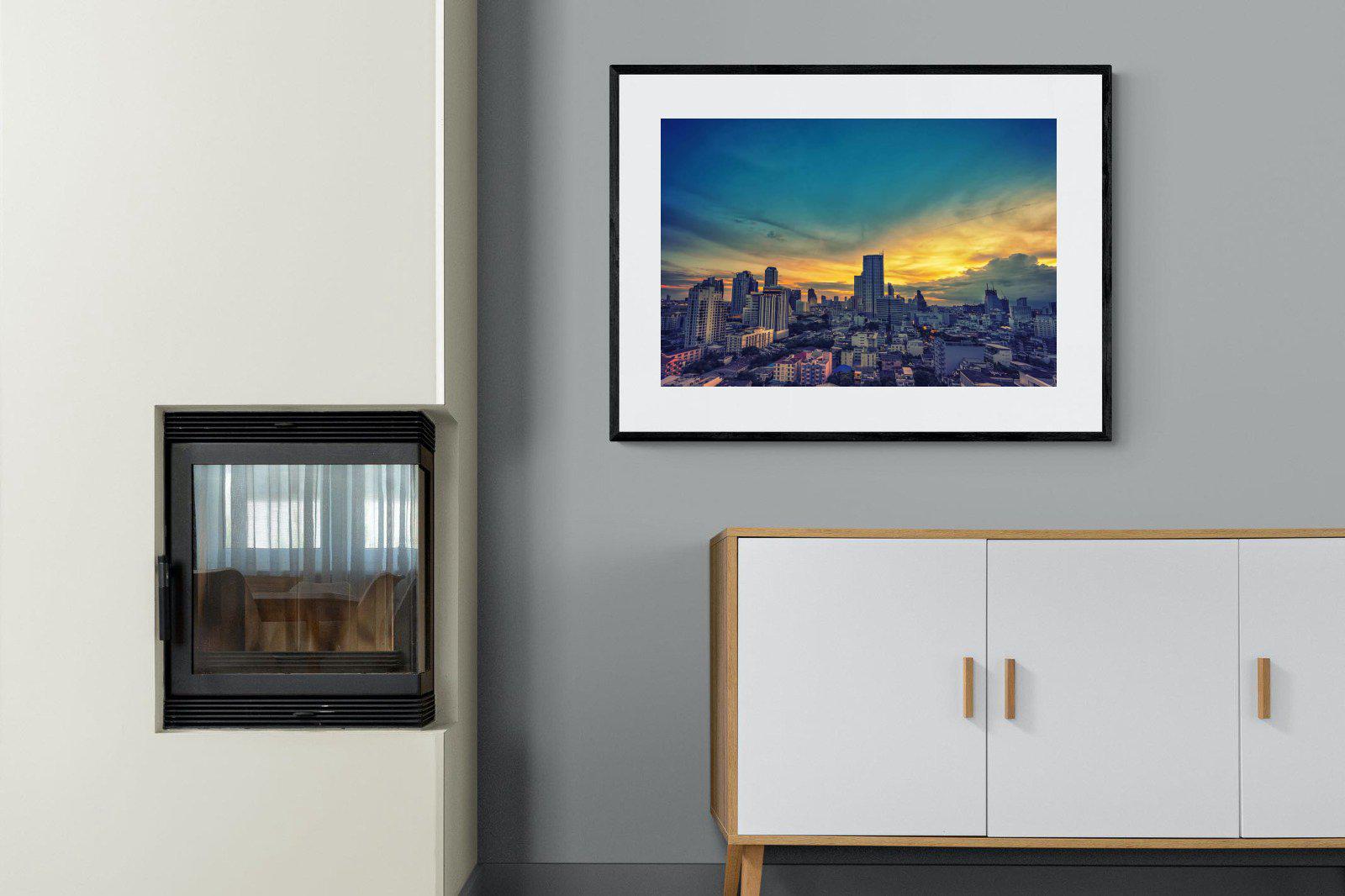 Joburg Sunrise-Wall_Art-100 x 75cm-Framed Print-Black-Pixalot