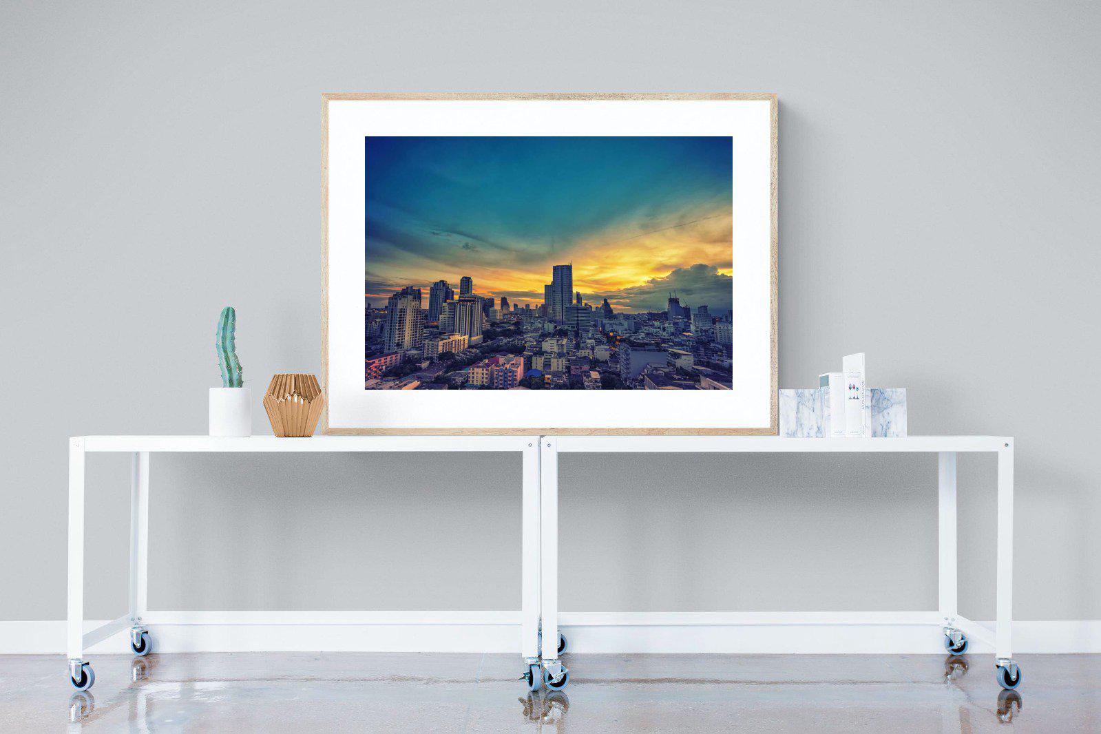 Joburg Sunrise-Wall_Art-120 x 90cm-Framed Print-Wood-Pixalot