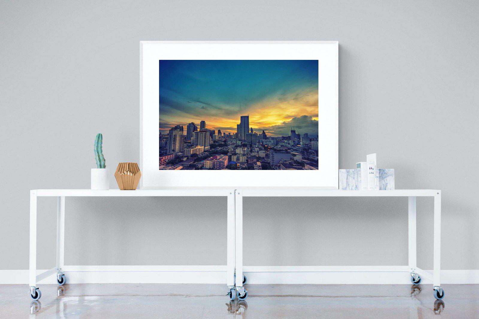 Joburg Sunrise-Wall_Art-120 x 90cm-Framed Print-White-Pixalot