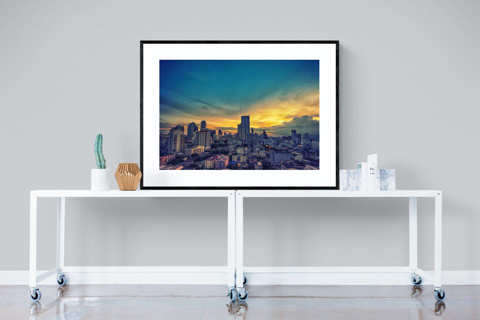 Joburg Sunrise-Wall_Art-120 x 90cm-Framed Print-Black-Pixalot