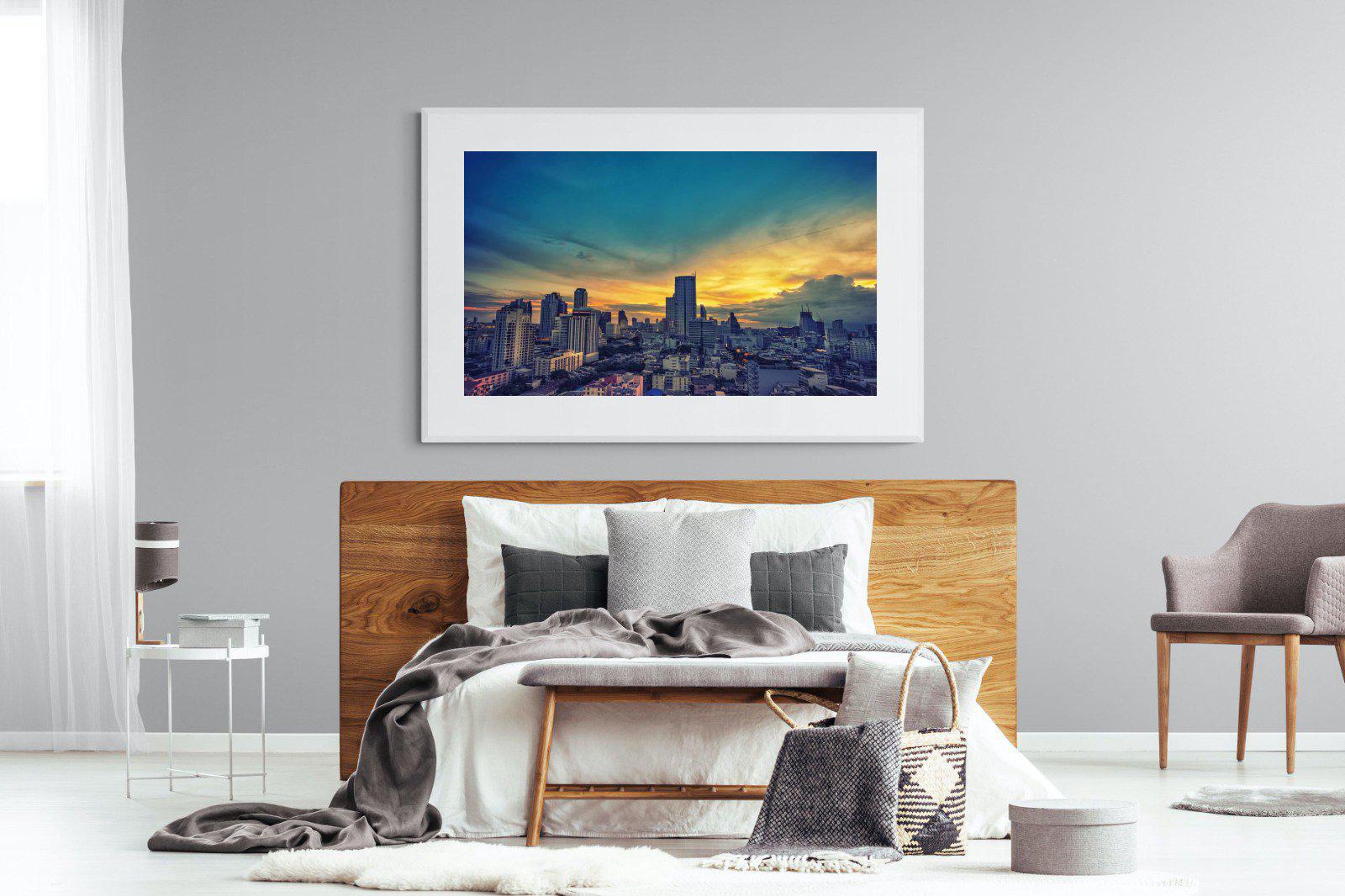Joburg Sunrise-Wall_Art-150 x 100cm-Framed Print-White-Pixalot
