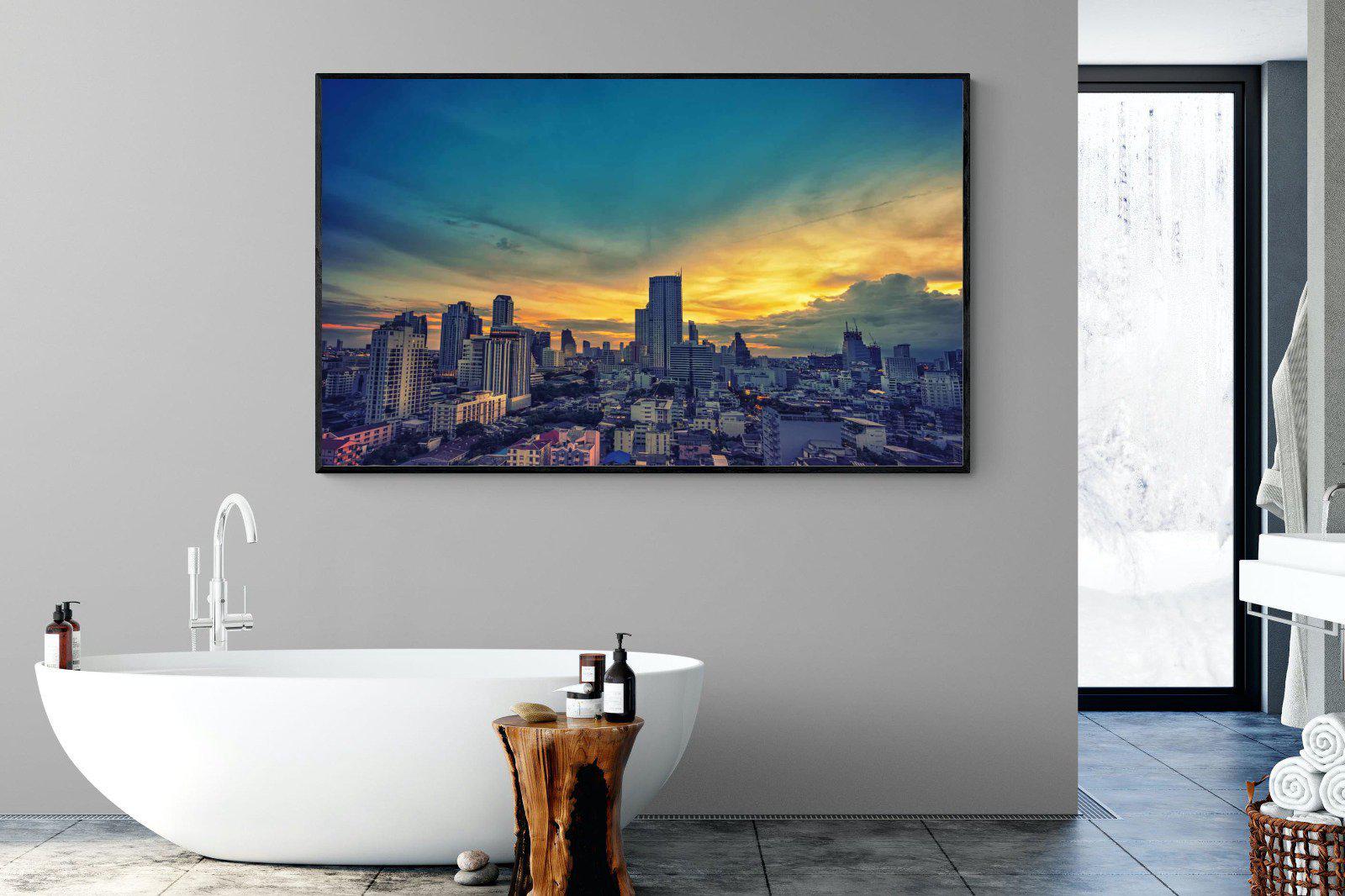 Joburg Sunrise-Wall_Art-180 x 110cm-Mounted Canvas-Black-Pixalot