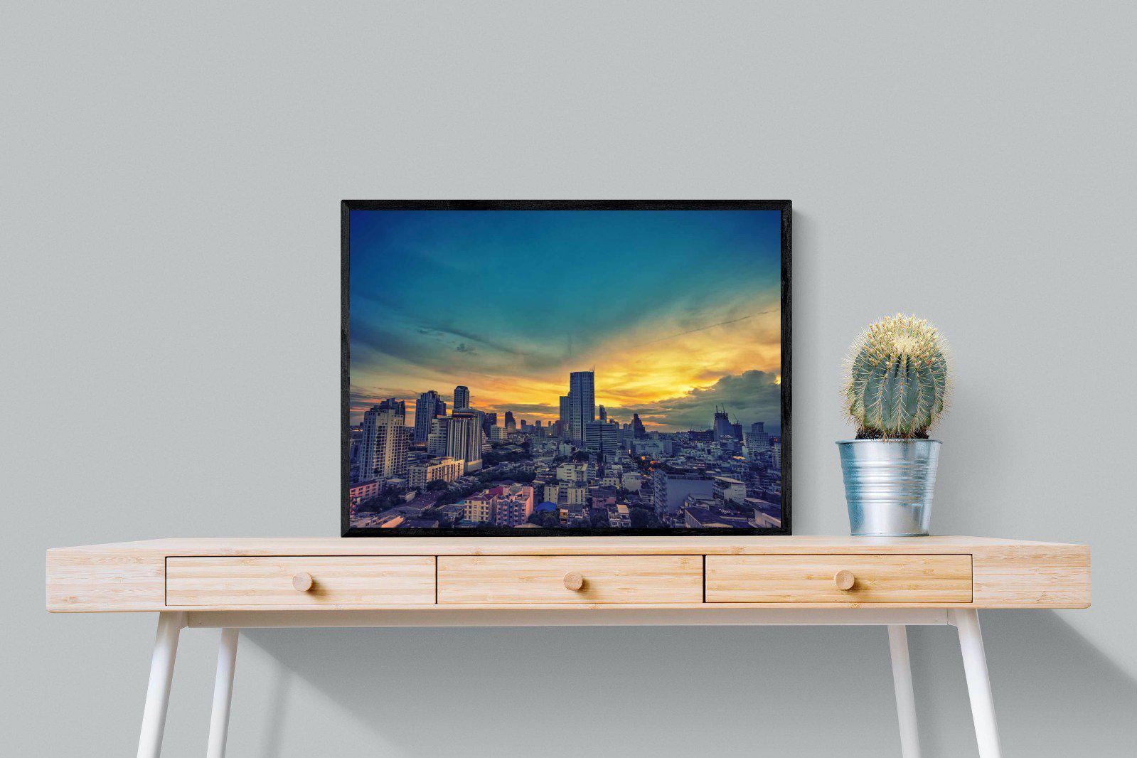 Joburg Sunrise-Wall_Art-80 x 60cm-Mounted Canvas-Black-Pixalot