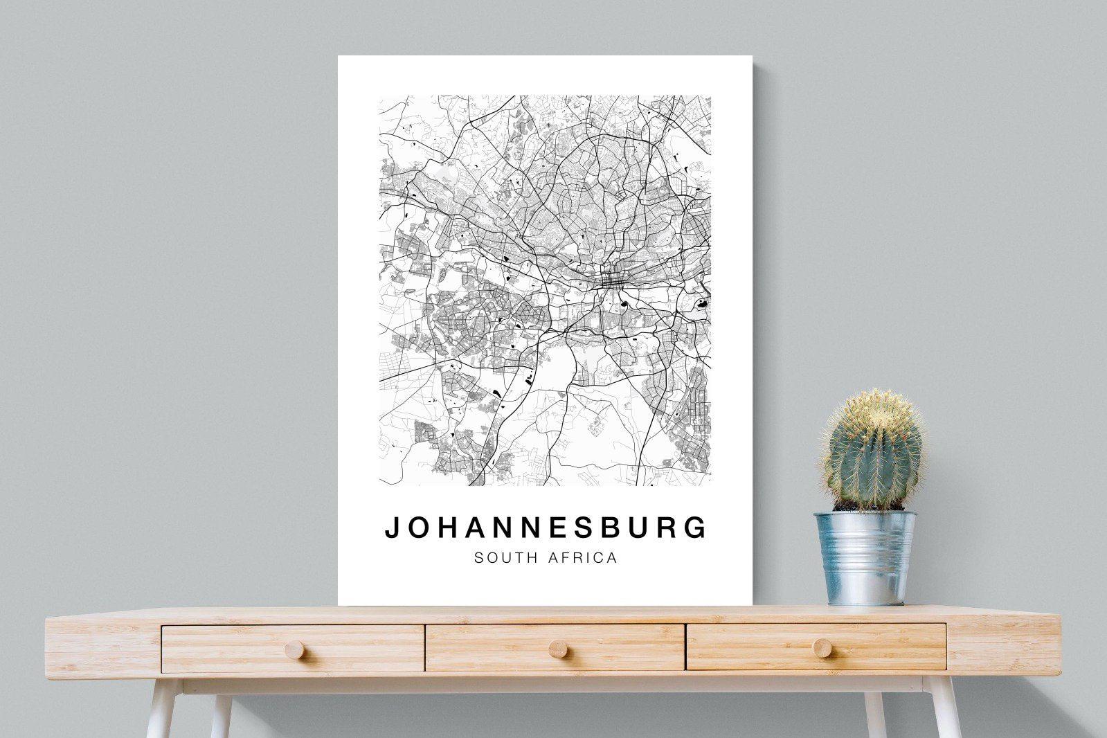 Johannesburg City Map-Wall_Art-75 x 100cm-Mounted Canvas-No Frame-Pixalot