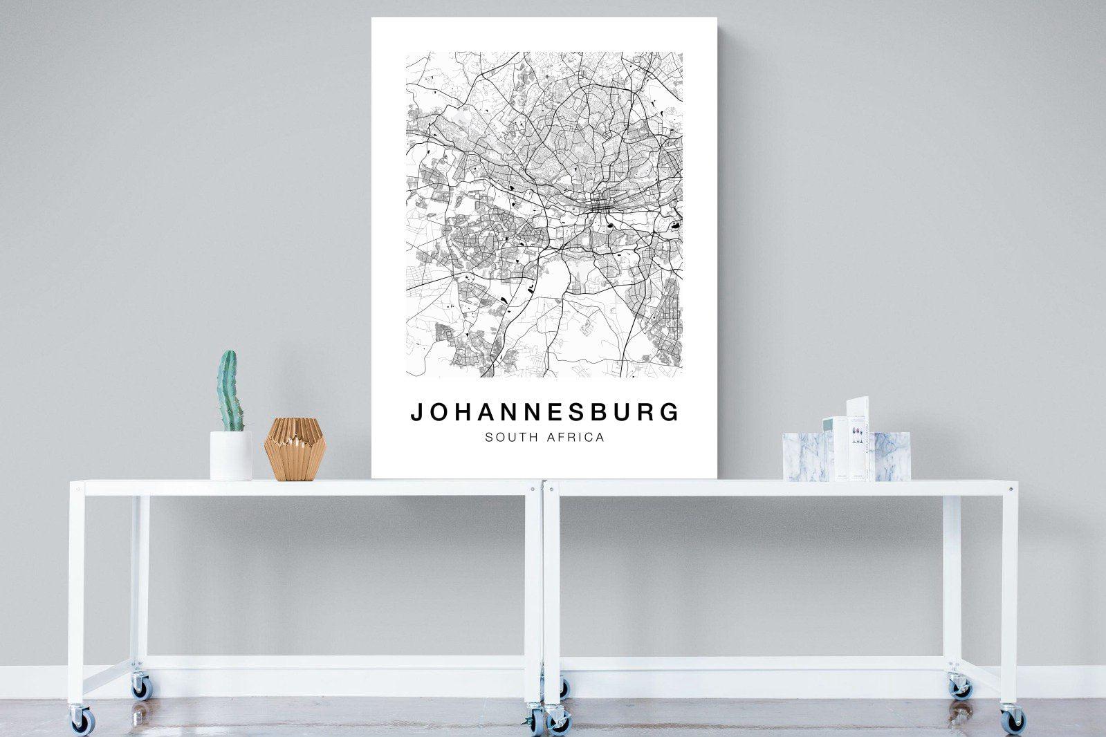 Johannesburg City Map-Wall_Art-90 x 120cm-Mounted Canvas-No Frame-Pixalot