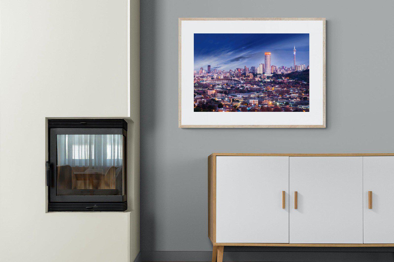 Johannesburg Panoramic-Wall_Art-100 x 75cm-Framed Print-Wood-Pixalot