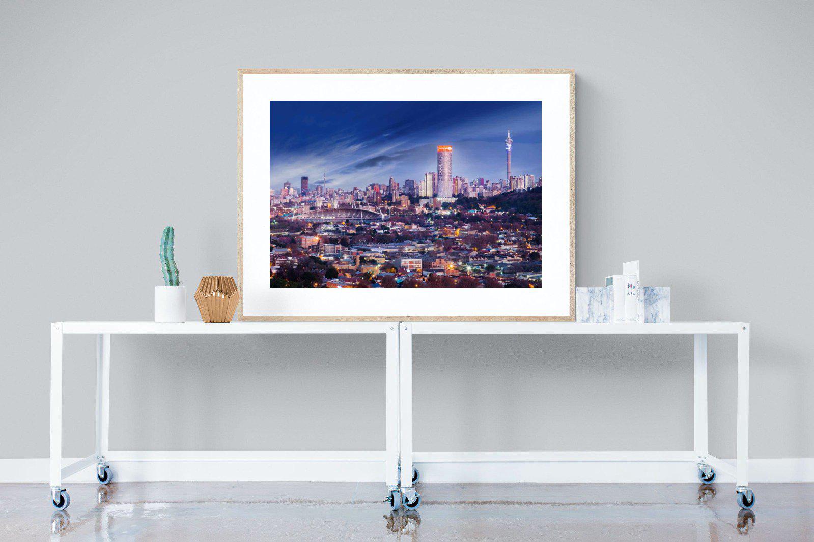 Johannesburg Panoramic-Wall_Art-120 x 90cm-Framed Print-Wood-Pixalot