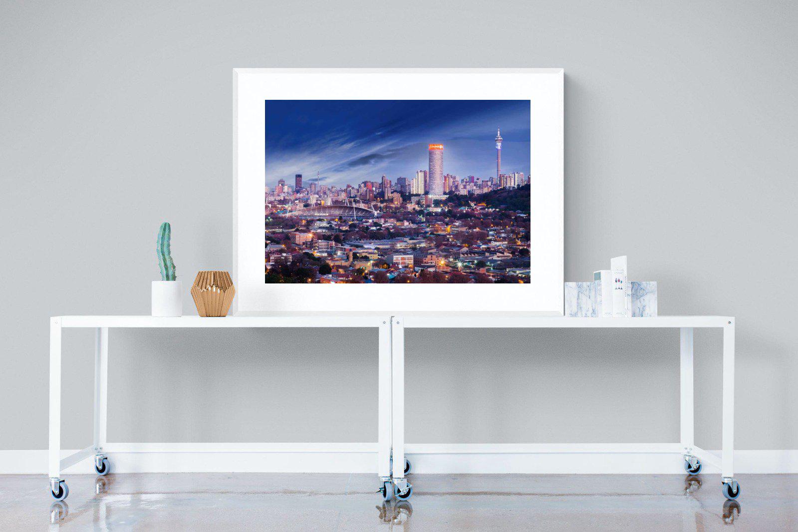 Johannesburg Panoramic-Wall_Art-120 x 90cm-Framed Print-White-Pixalot