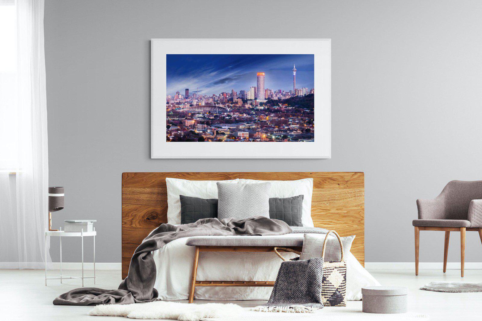 Johannesburg Panoramic-Wall_Art-150 x 100cm-Framed Print-White-Pixalot