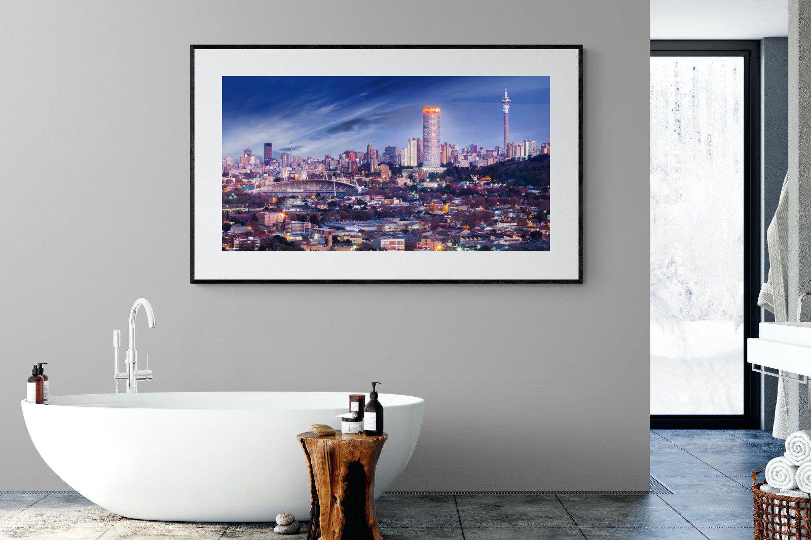 Johannesburg Panoramic-Wall_Art-180 x 110cm-Framed Print-Black-Pixalot