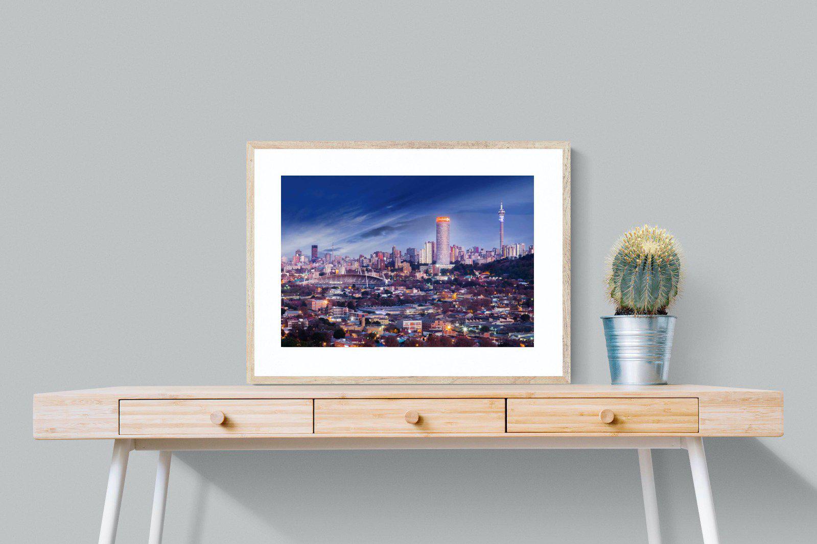 Johannesburg Panoramic-Wall_Art-80 x 60cm-Framed Print-Wood-Pixalot