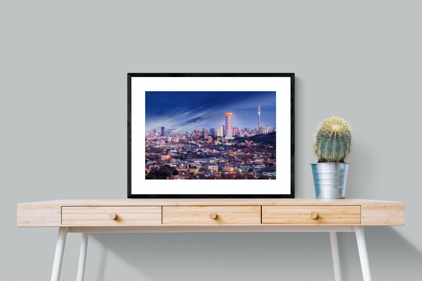 Johannesburg Panoramic-Wall_Art-80 x 60cm-Framed Print-Black-Pixalot