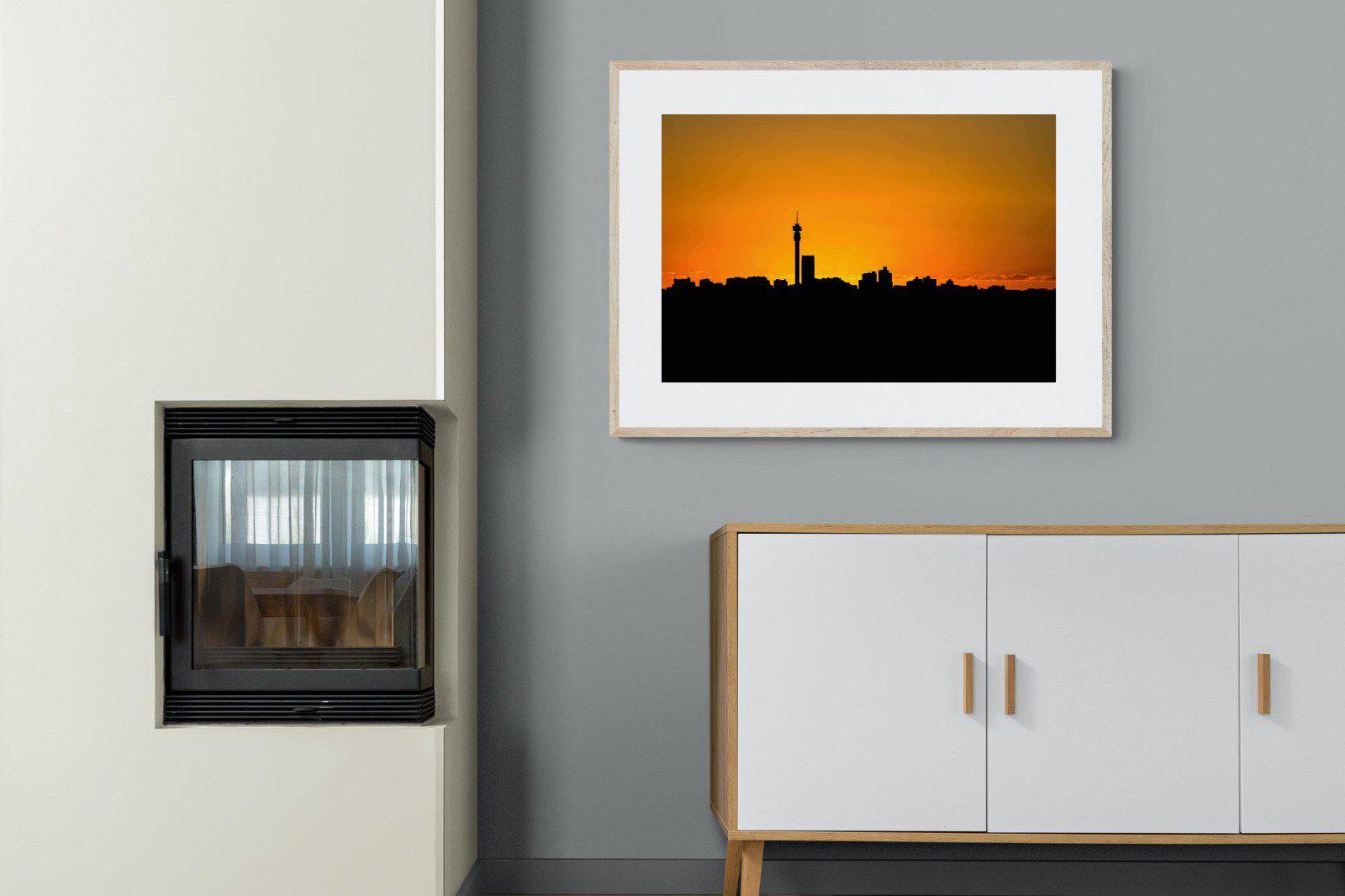 Johannesburg Silhouette-Wall_Art-100 x 75cm-Framed Print-Wood-Pixalot