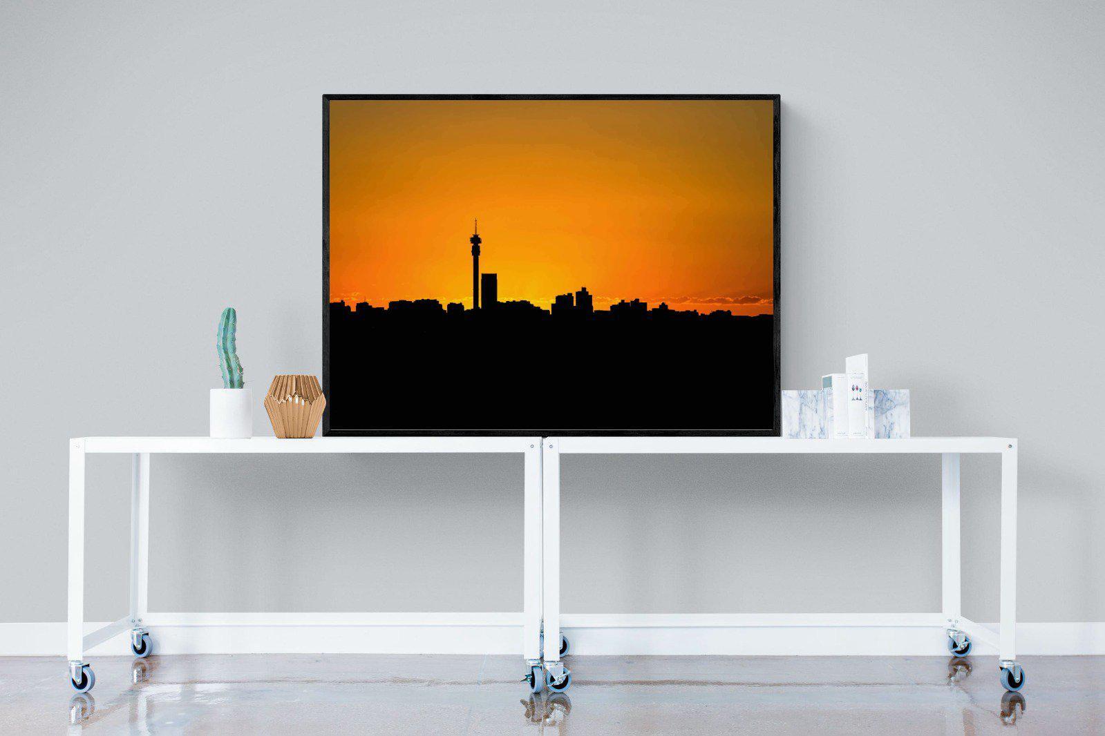Johannesburg Silhouette-Wall_Art-120 x 90cm-Mounted Canvas-Black-Pixalot