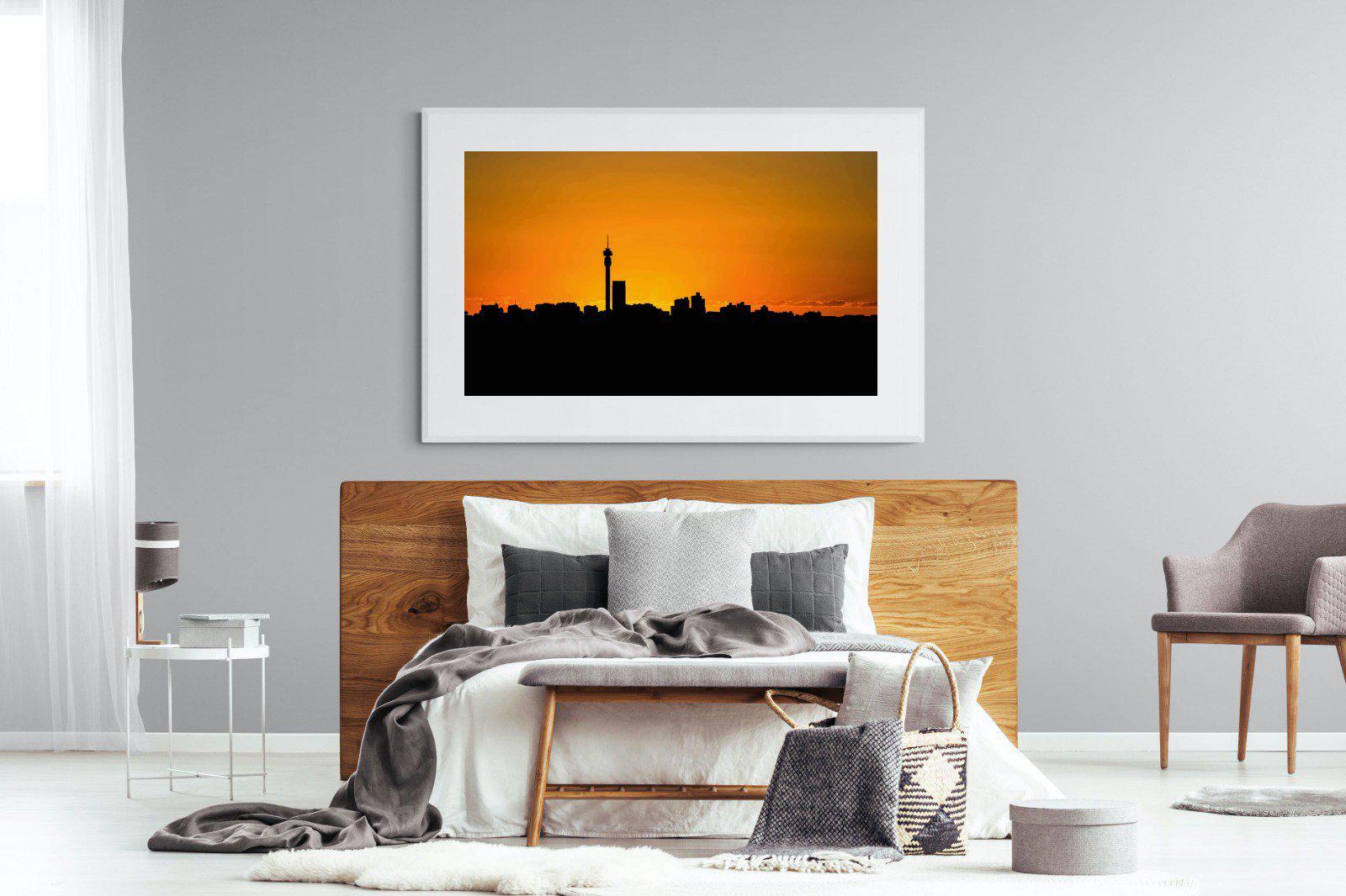 Johannesburg Silhouette-Wall_Art-150 x 100cm-Framed Print-White-Pixalot