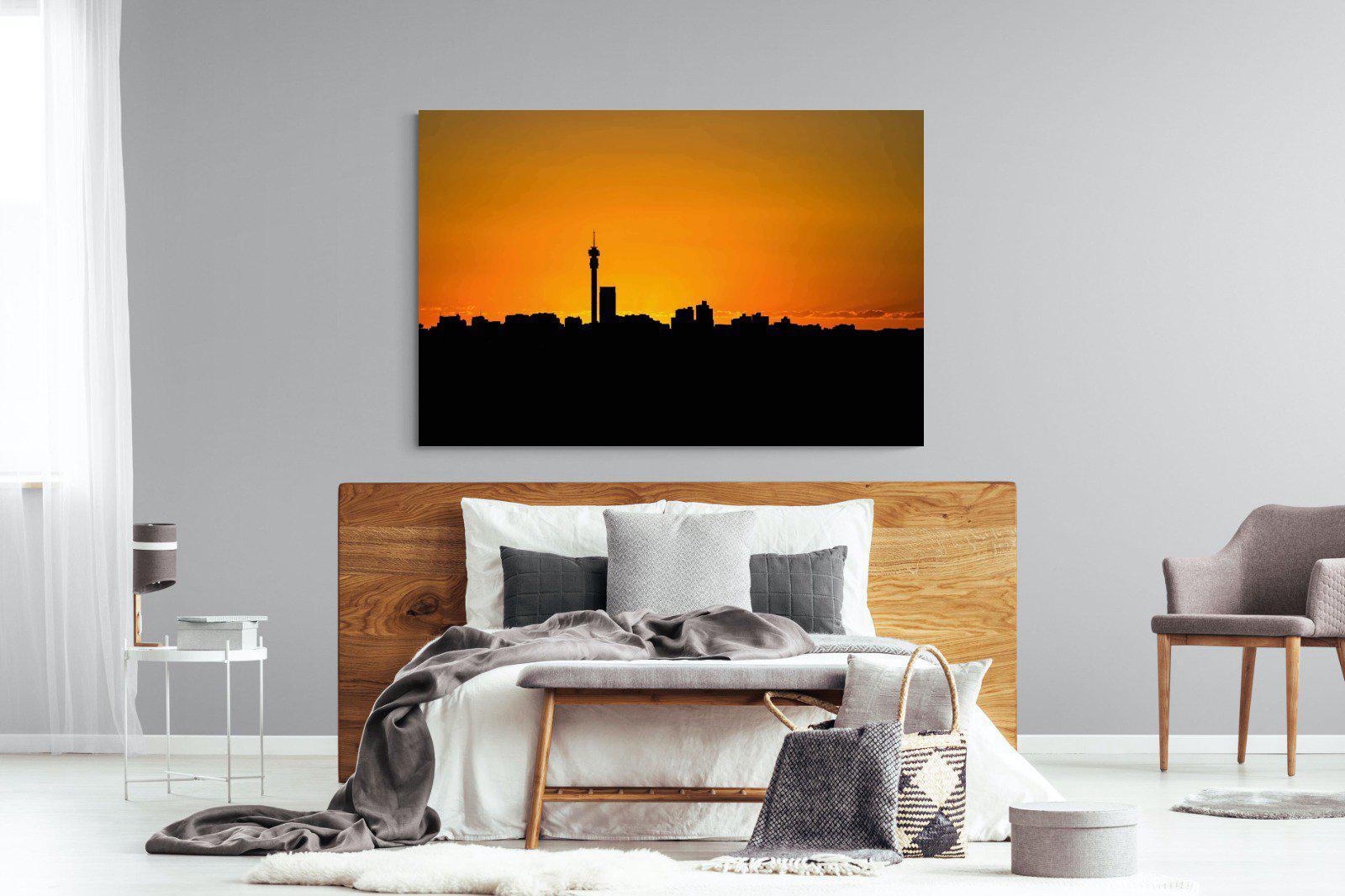Johannesburg Silhouette-Wall_Art-150 x 100cm-Mounted Canvas-No Frame-Pixalot