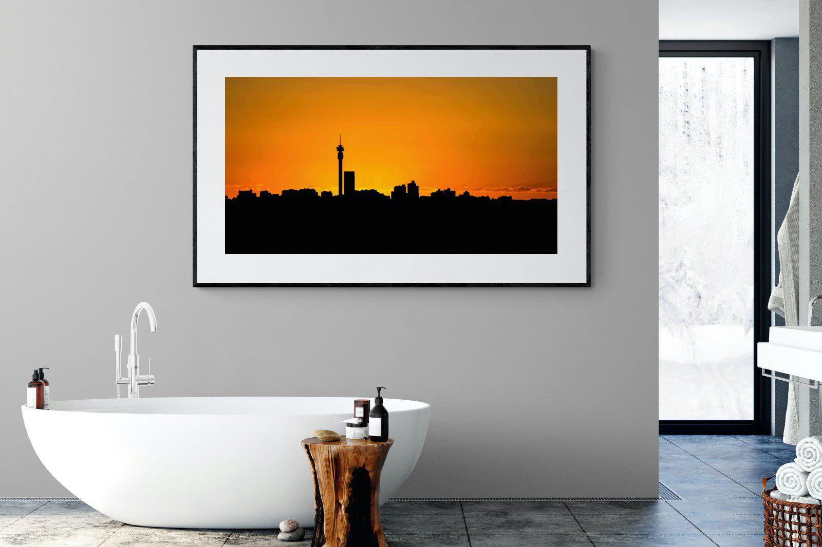 Johannesburg Silhouette-Wall_Art-180 x 110cm-Framed Print-Black-Pixalot
