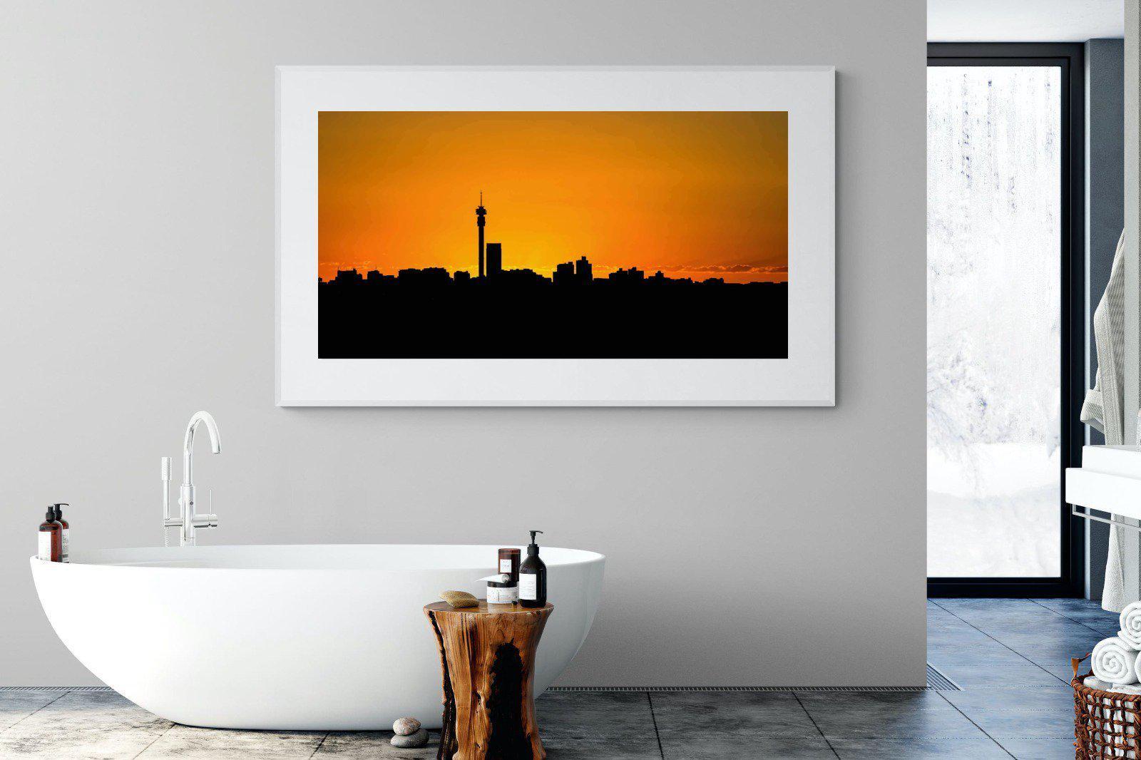 Johannesburg Silhouette-Wall_Art-180 x 110cm-Framed Print-White-Pixalot