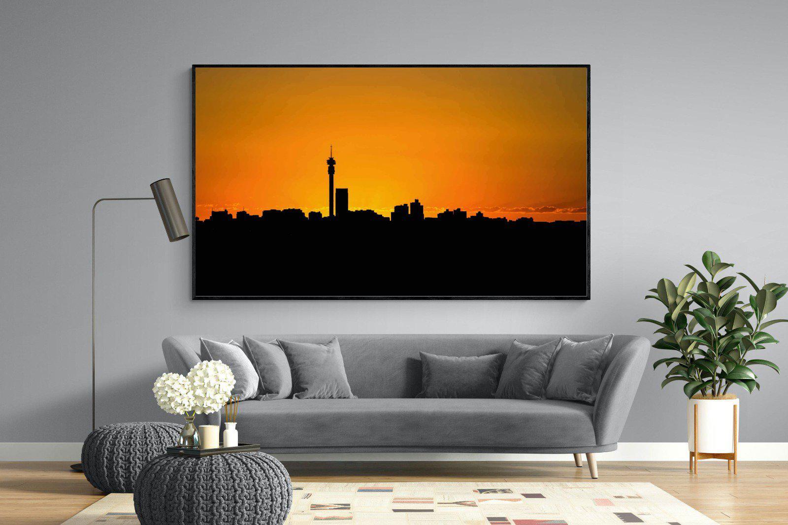 Johannesburg Silhouette-Wall_Art-220 x 130cm-Mounted Canvas-Black-Pixalot