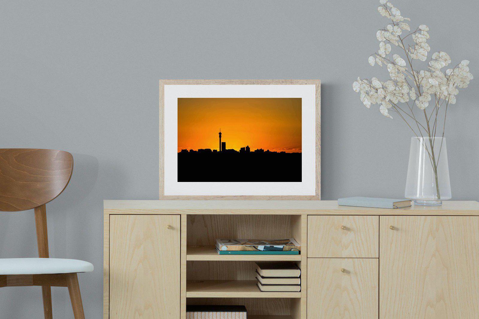Johannesburg Silhouette-Wall_Art-60 x 45cm-Framed Print-Wood-Pixalot