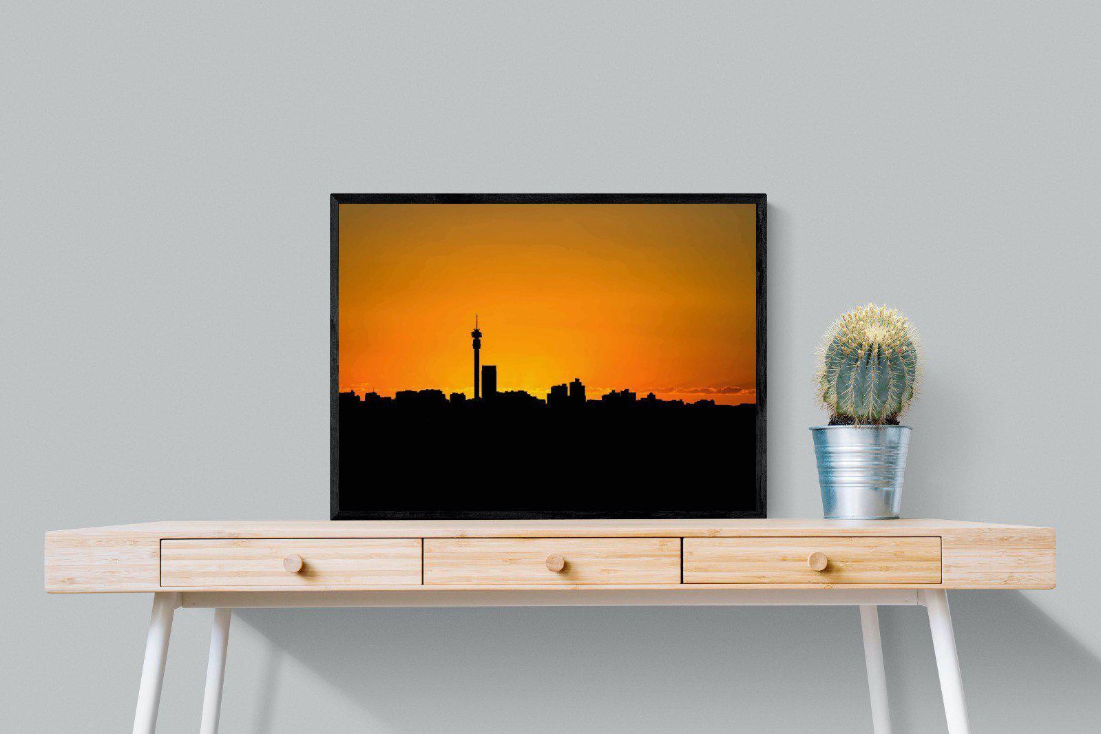 Johannesburg Silhouette-Wall_Art-80 x 60cm-Mounted Canvas-Black-Pixalot