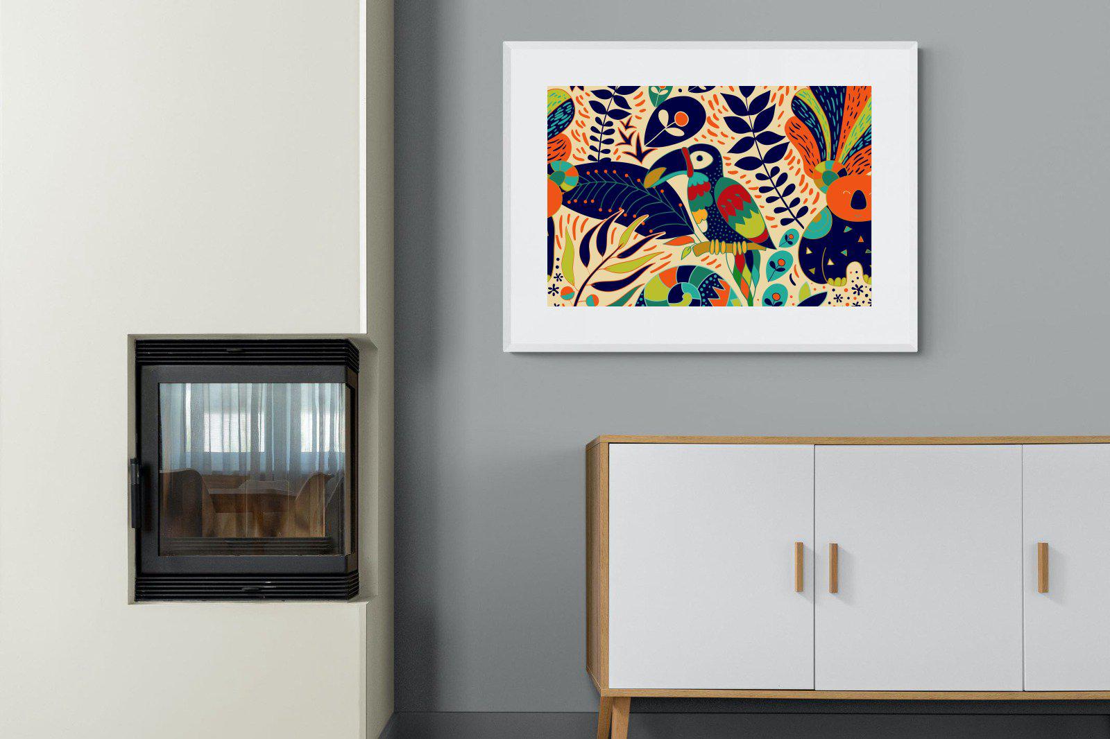 Jungle Art-Wall_Art-100 x 75cm-Framed Print-White-Pixalot