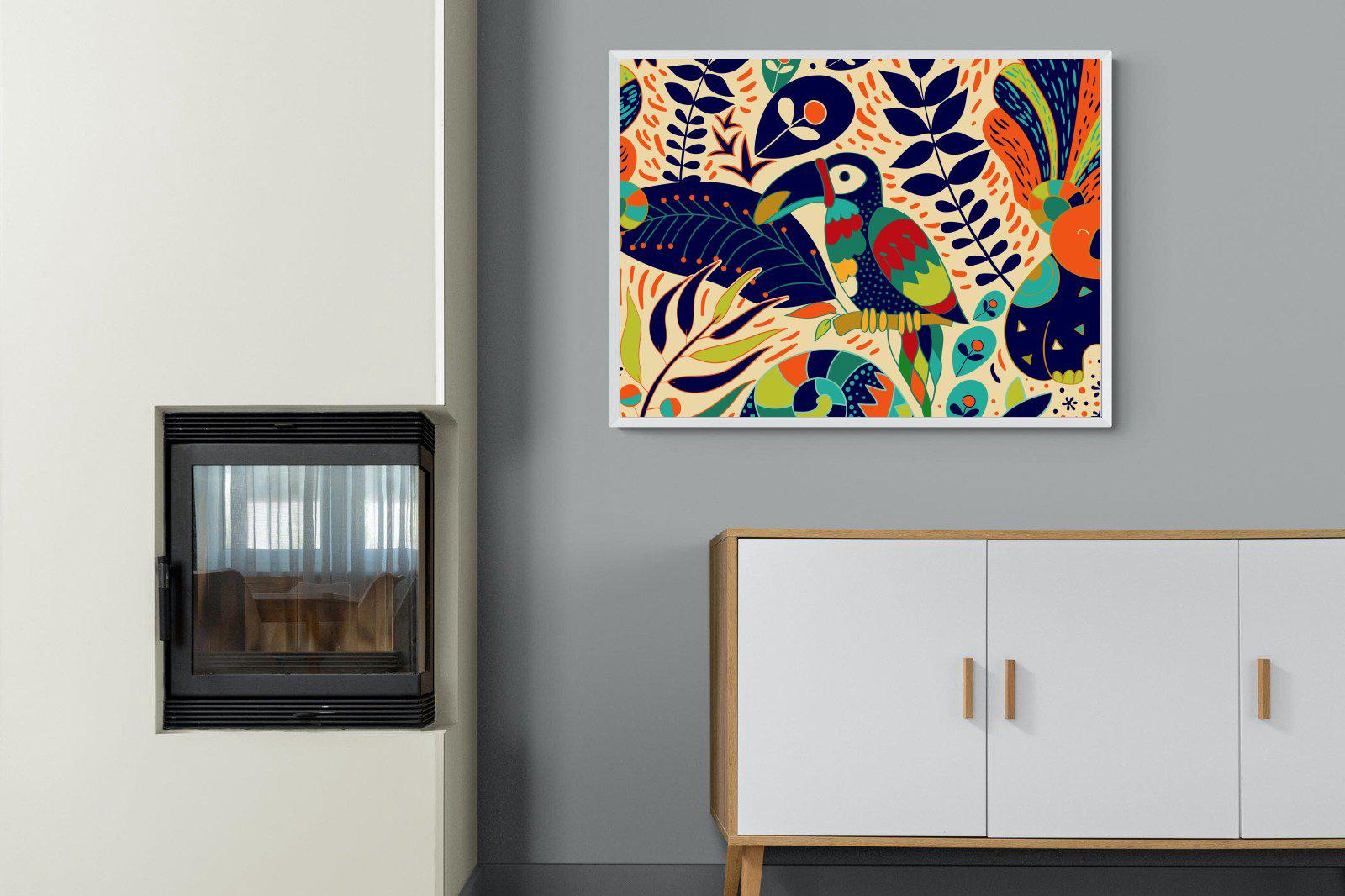 Jungle Art-Wall_Art-100 x 75cm-Mounted Canvas-White-Pixalot