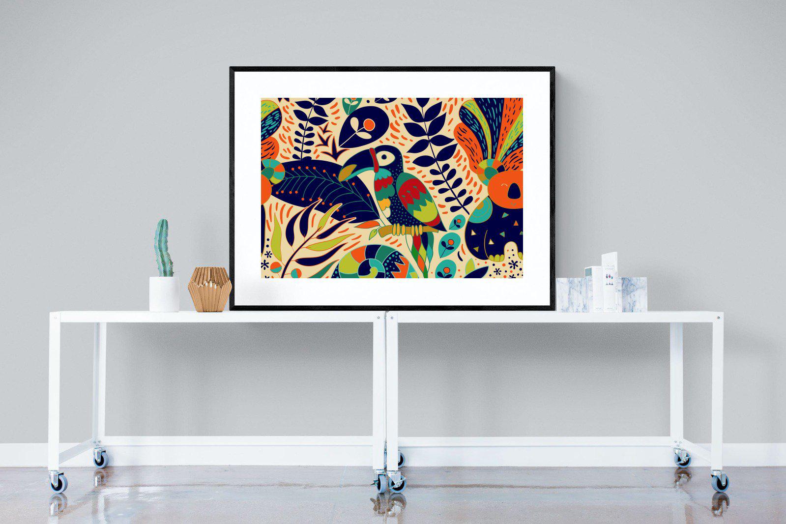 Jungle Art-Wall_Art-120 x 90cm-Framed Print-Black-Pixalot