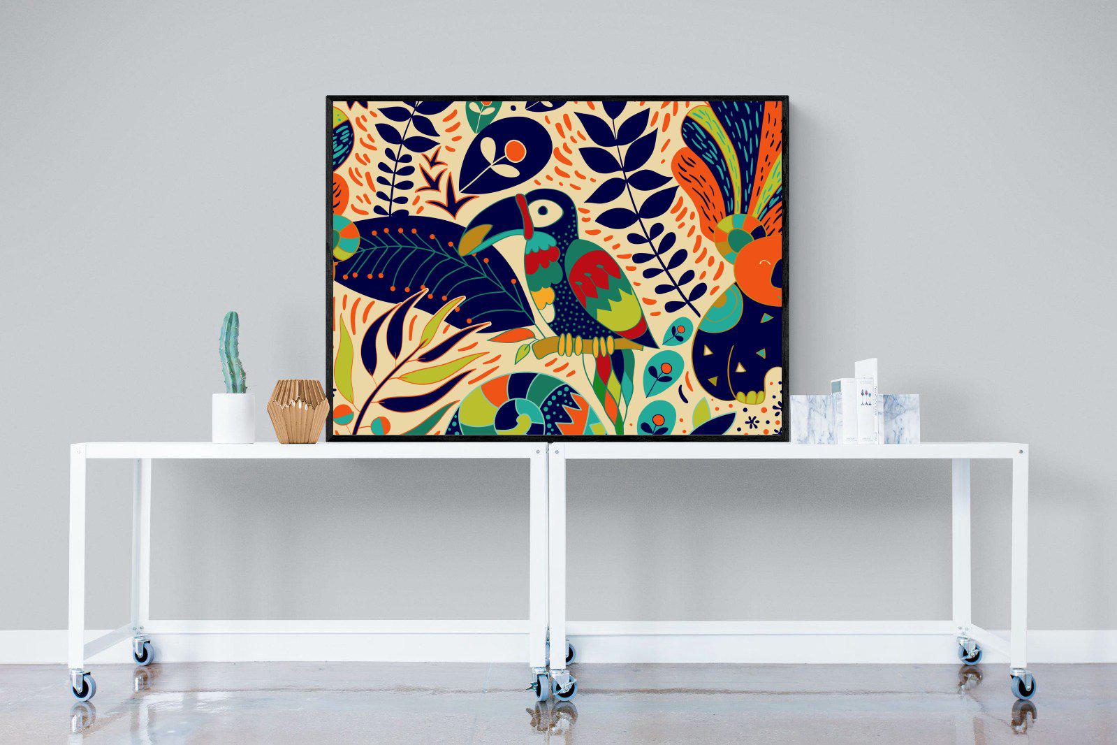 Jungle Art-Wall_Art-120 x 90cm-Mounted Canvas-Black-Pixalot