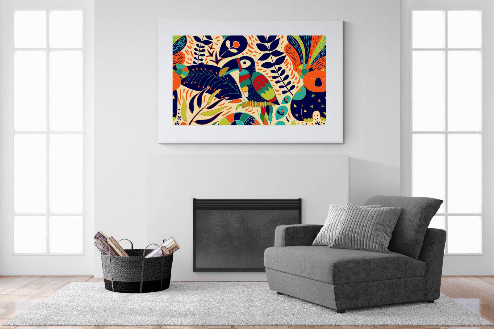 Jungle Art-Wall_Art-150 x 100cm-Framed Print-White-Pixalot