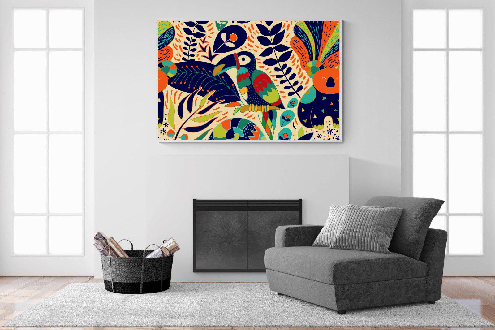 Jungle Art-Wall_Art-150 x 100cm-Mounted Canvas-White-Pixalot