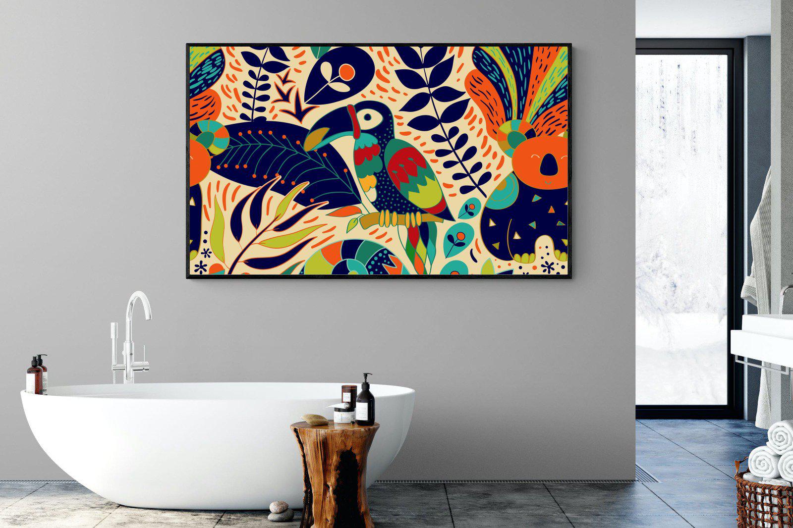Jungle Art-Wall_Art-180 x 110cm-Mounted Canvas-Black-Pixalot