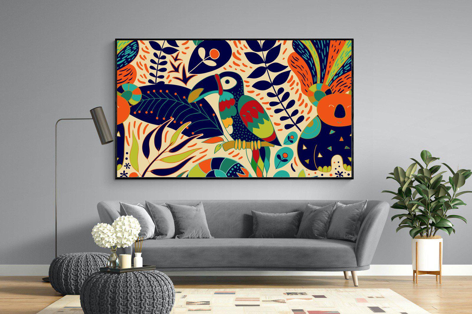 Jungle Art-Wall_Art-220 x 130cm-Mounted Canvas-Black-Pixalot