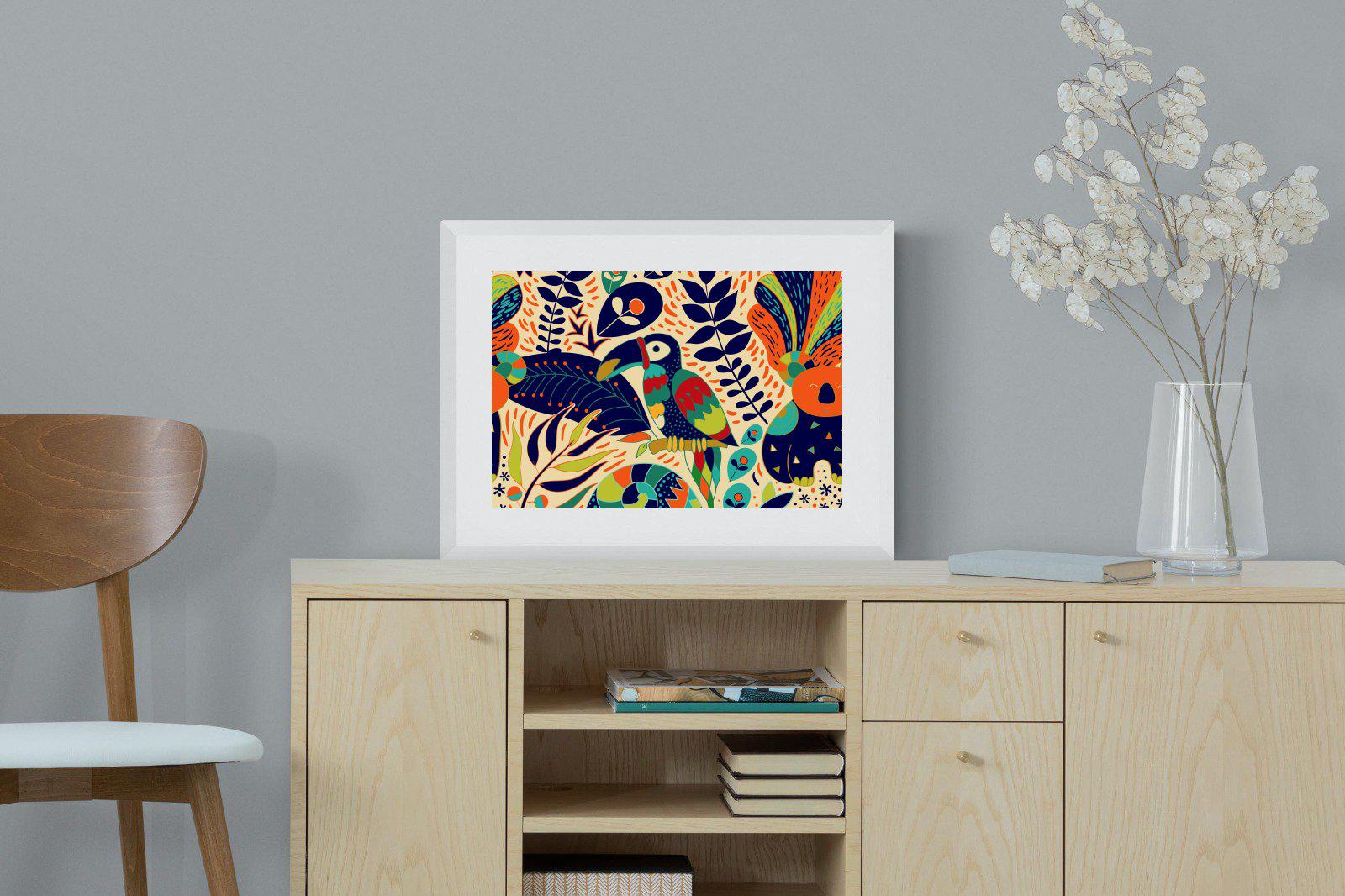 Jungle Art-Wall_Art-60 x 45cm-Framed Print-White-Pixalot