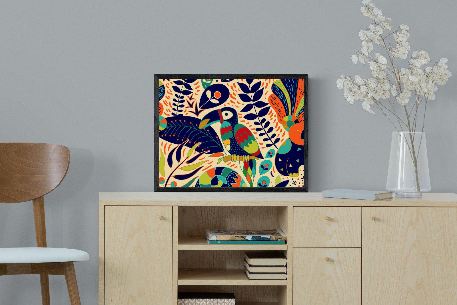 Jungle Art-Wall_Art-60 x 45cm-Mounted Canvas-Black-Pixalot