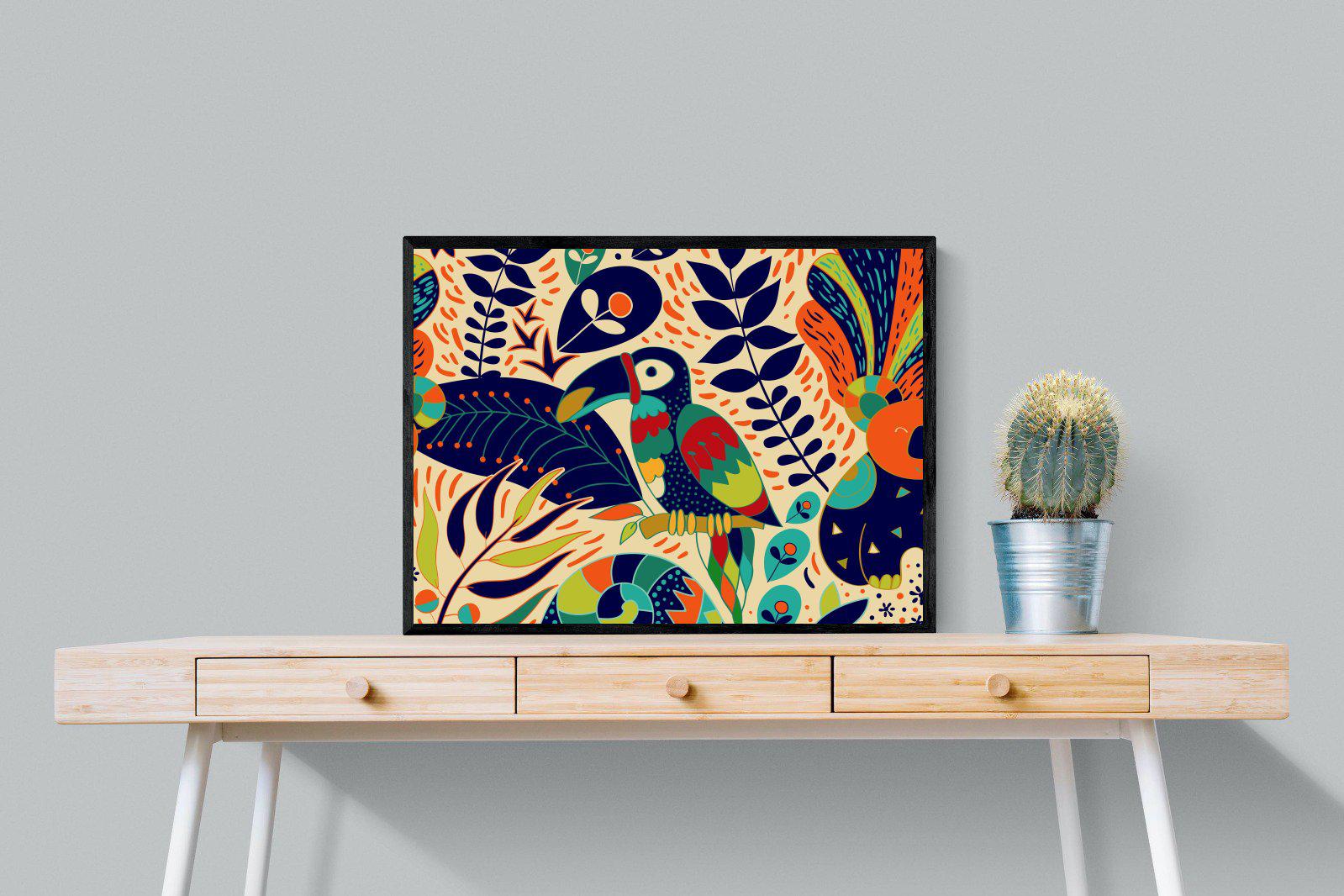 Jungle Art-Wall_Art-80 x 60cm-Mounted Canvas-Black-Pixalot