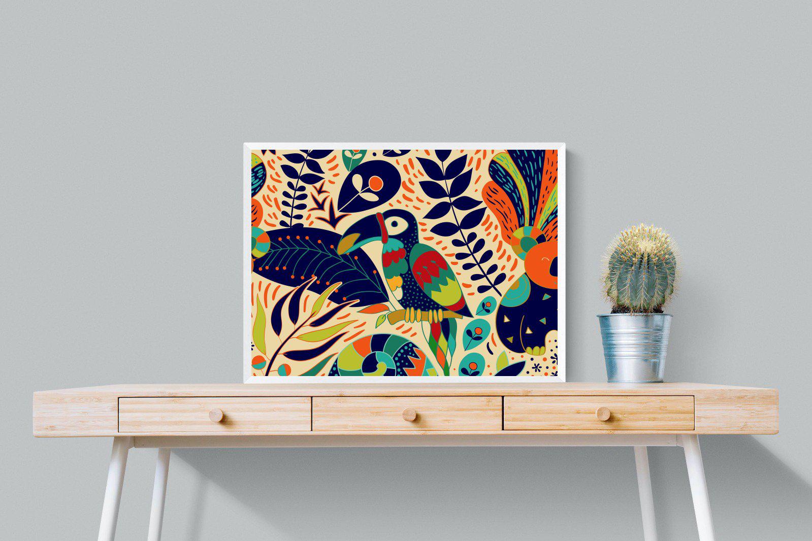 Jungle Art-Wall_Art-80 x 60cm-Mounted Canvas-White-Pixalot