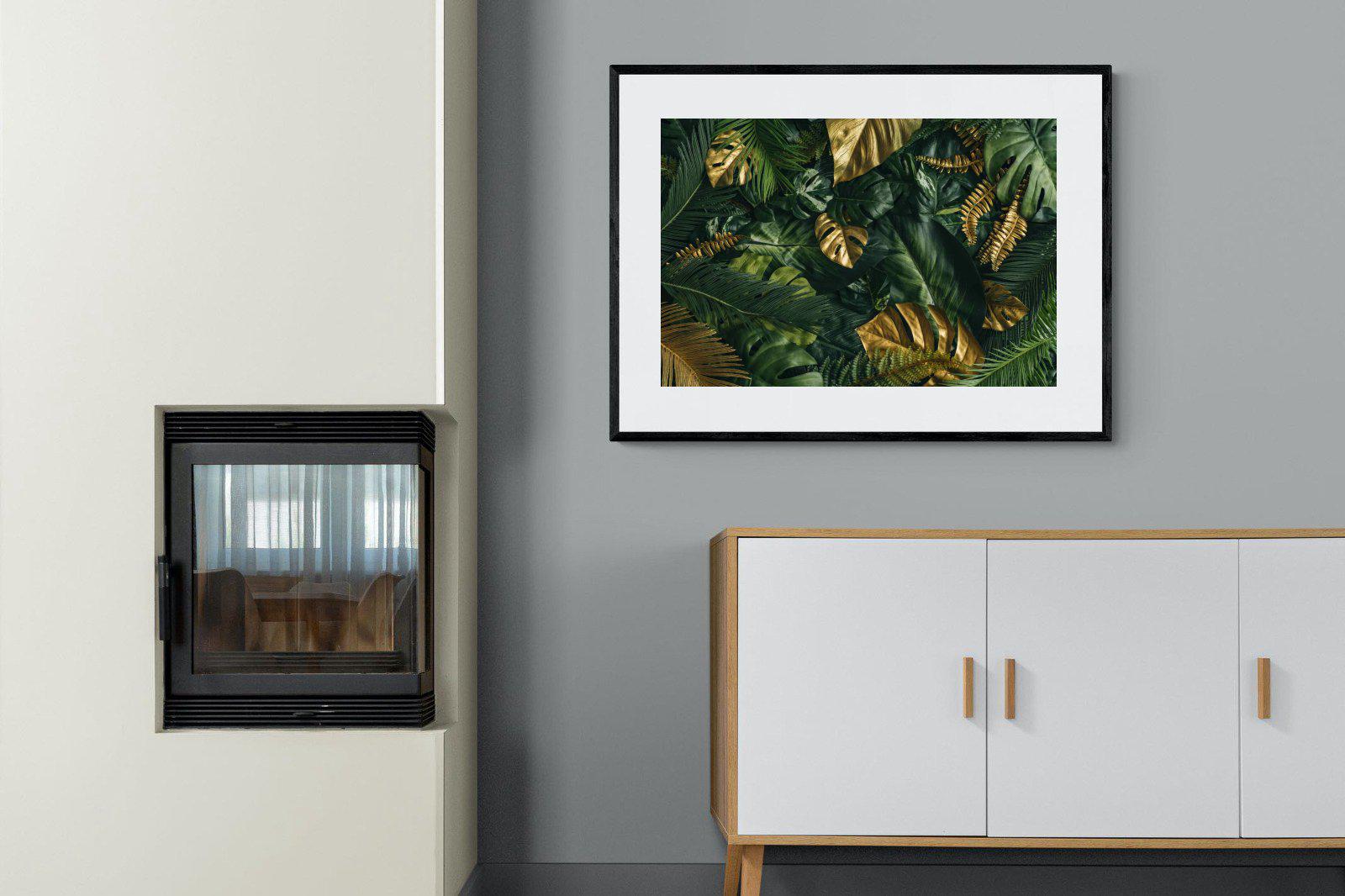Jungle Gold-Wall_Art-100 x 75cm-Framed Print-Black-Pixalot