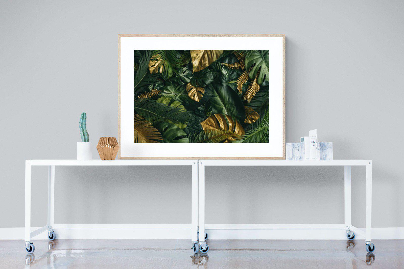 Jungle Gold-Wall_Art-120 x 90cm-Framed Print-Wood-Pixalot