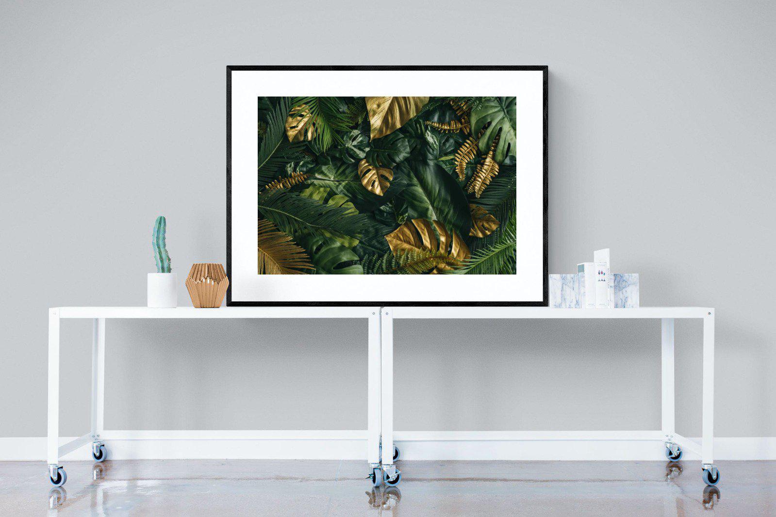Jungle Gold-Wall_Art-120 x 90cm-Framed Print-Black-Pixalot