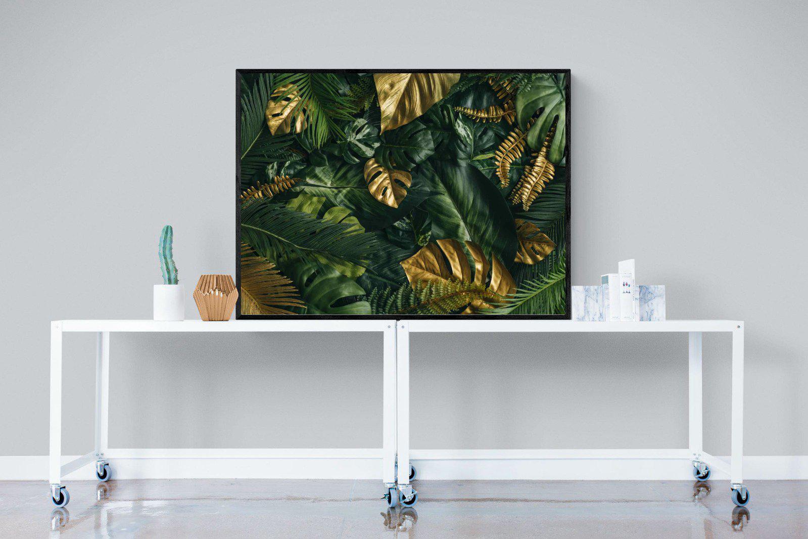 Jungle Gold-Wall_Art-120 x 90cm-Mounted Canvas-Black-Pixalot