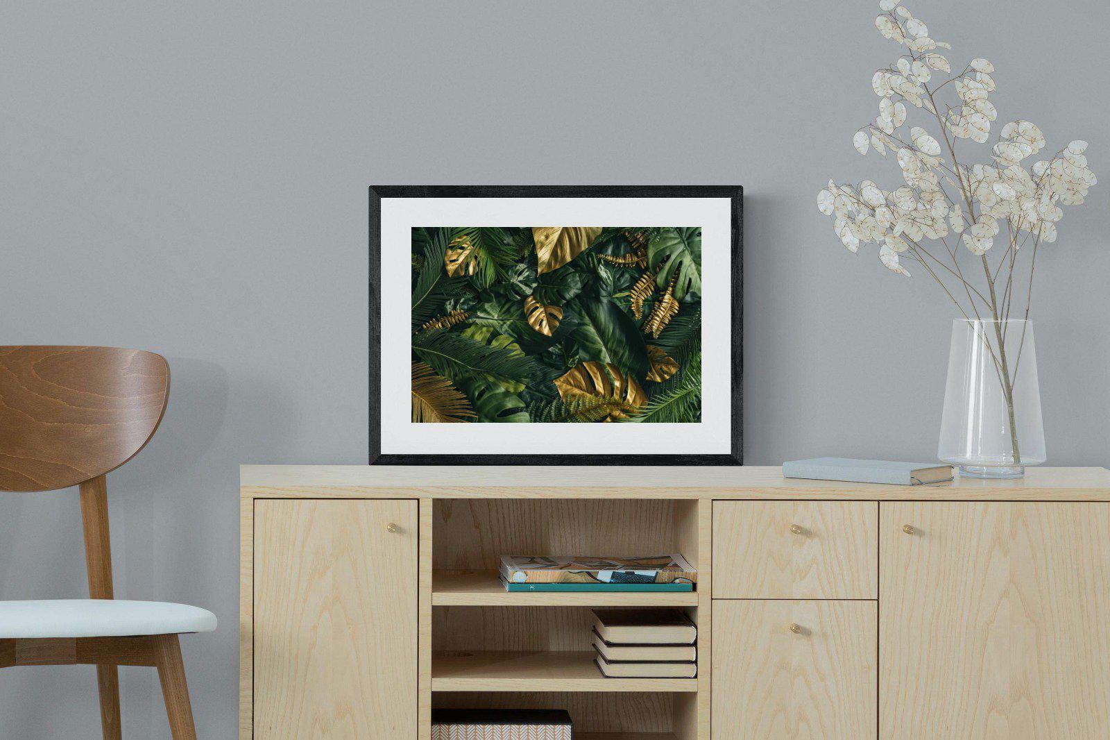 Jungle Gold-Wall_Art-60 x 45cm-Framed Print-Black-Pixalot