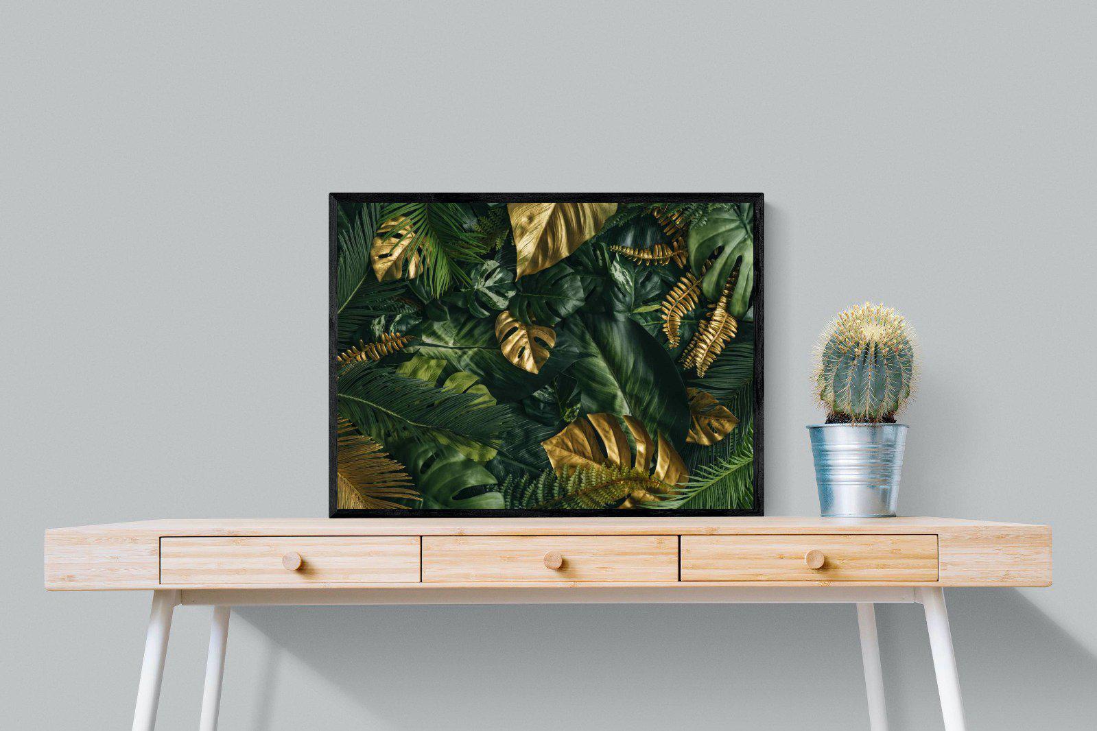 Jungle Gold-Wall_Art-80 x 60cm-Mounted Canvas-Black-Pixalot