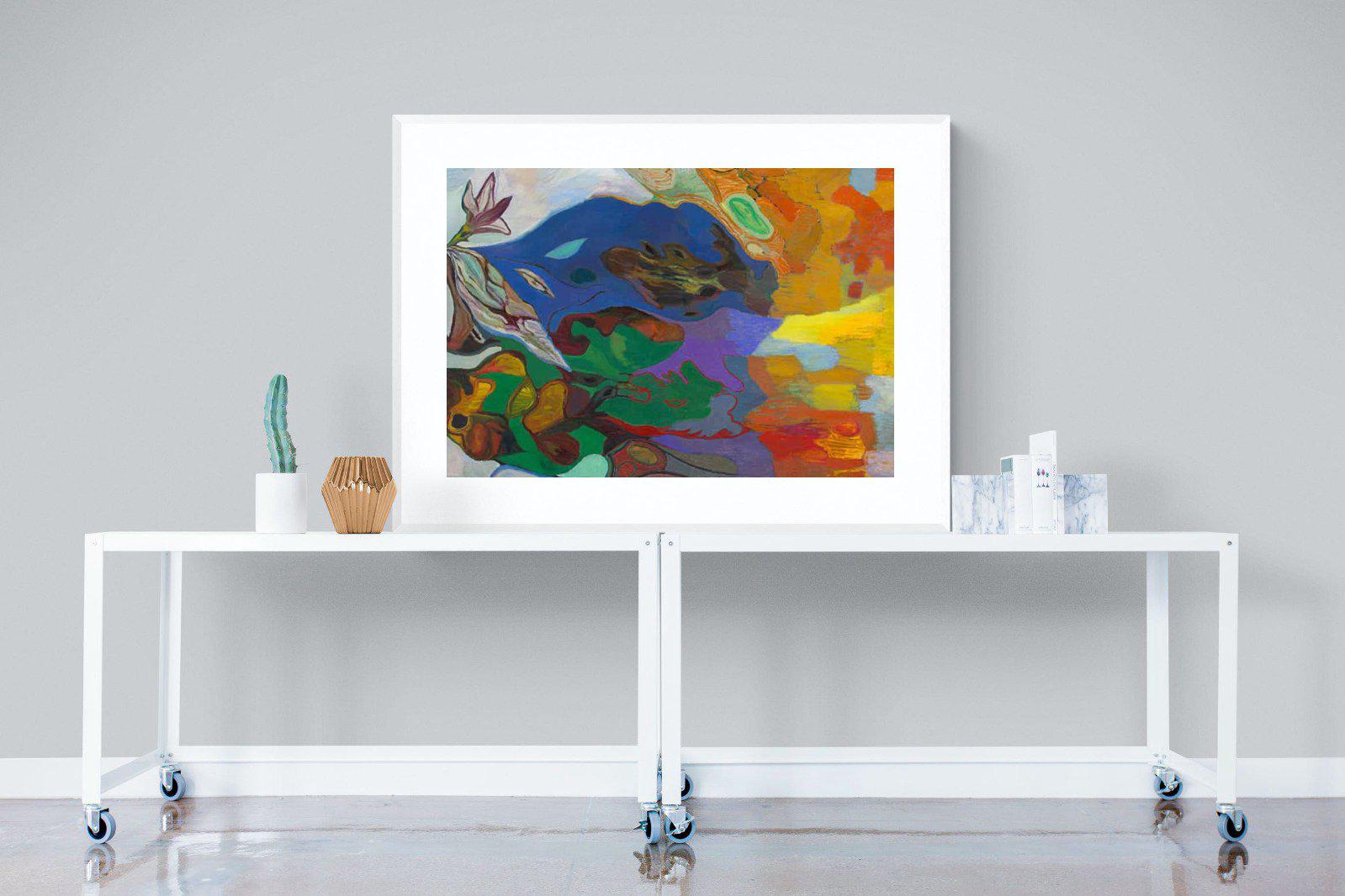 Jungle River Desert-Wall_Art-120 x 90cm-Framed Print-White-Pixalot