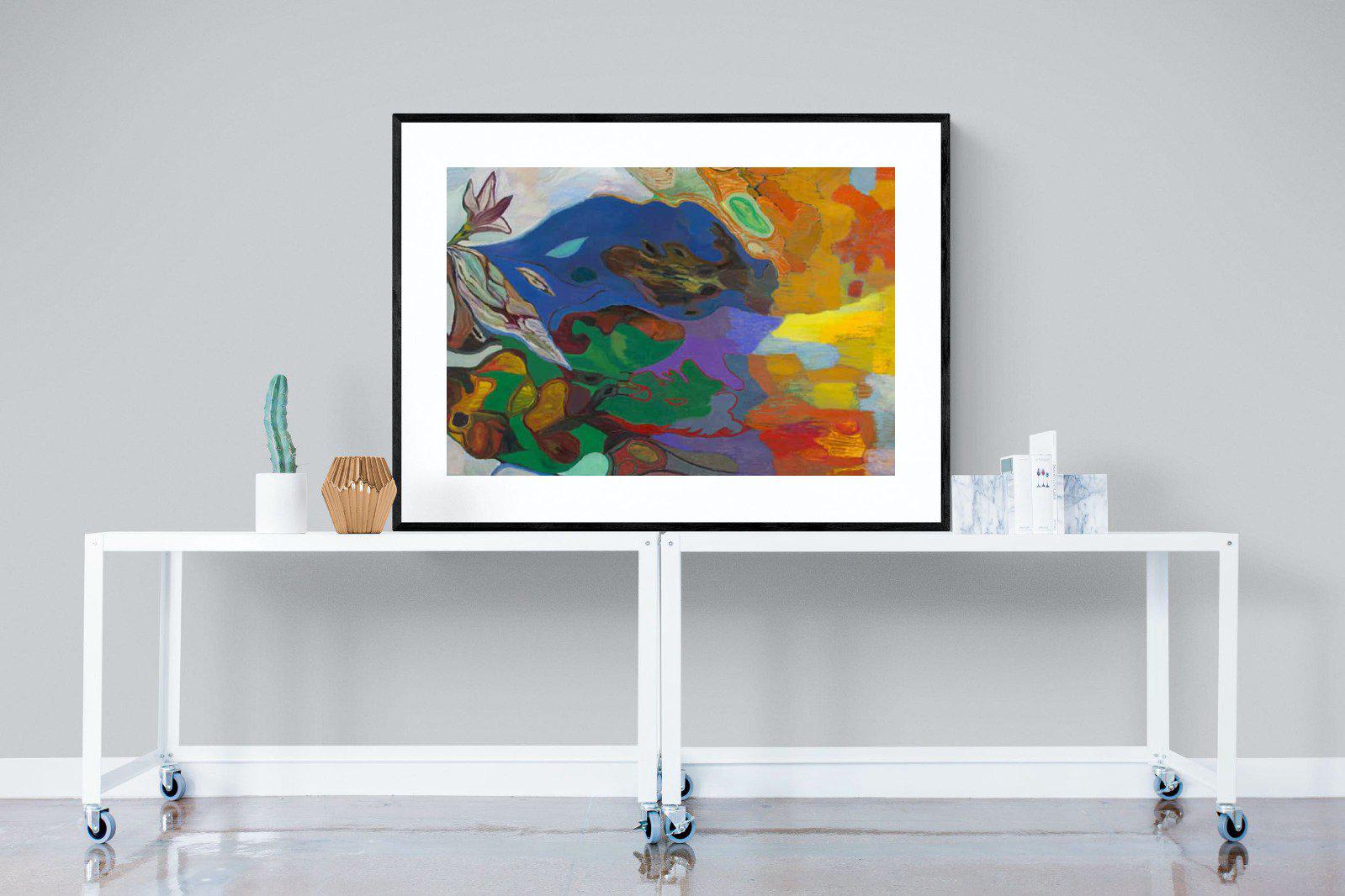 Jungle River Desert-Wall_Art-120 x 90cm-Framed Print-Black-Pixalot