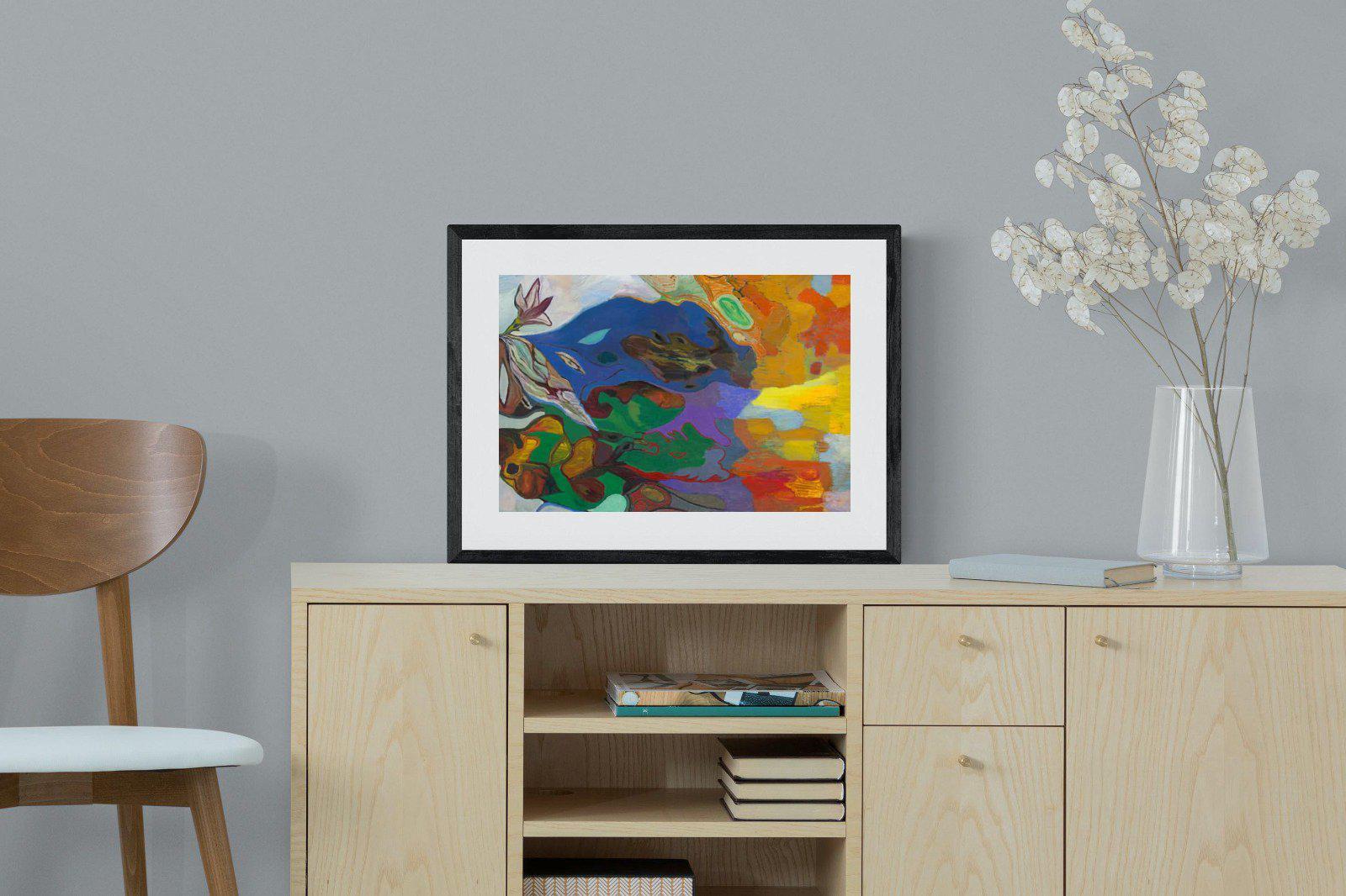 Jungle River Desert-Wall_Art-60 x 45cm-Framed Print-Black-Pixalot