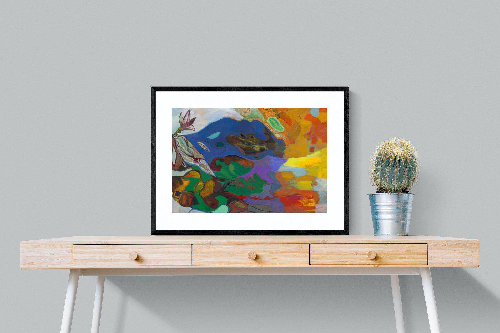 Jungle River Desert-Wall_Art-80 x 60cm-Framed Print-Black-Pixalot