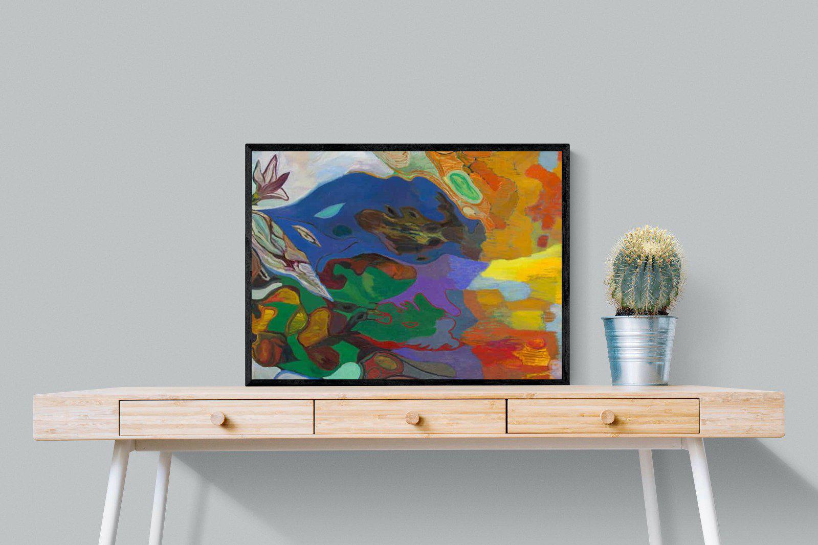 Jungle River Desert-Wall_Art-80 x 60cm-Mounted Canvas-Black-Pixalot