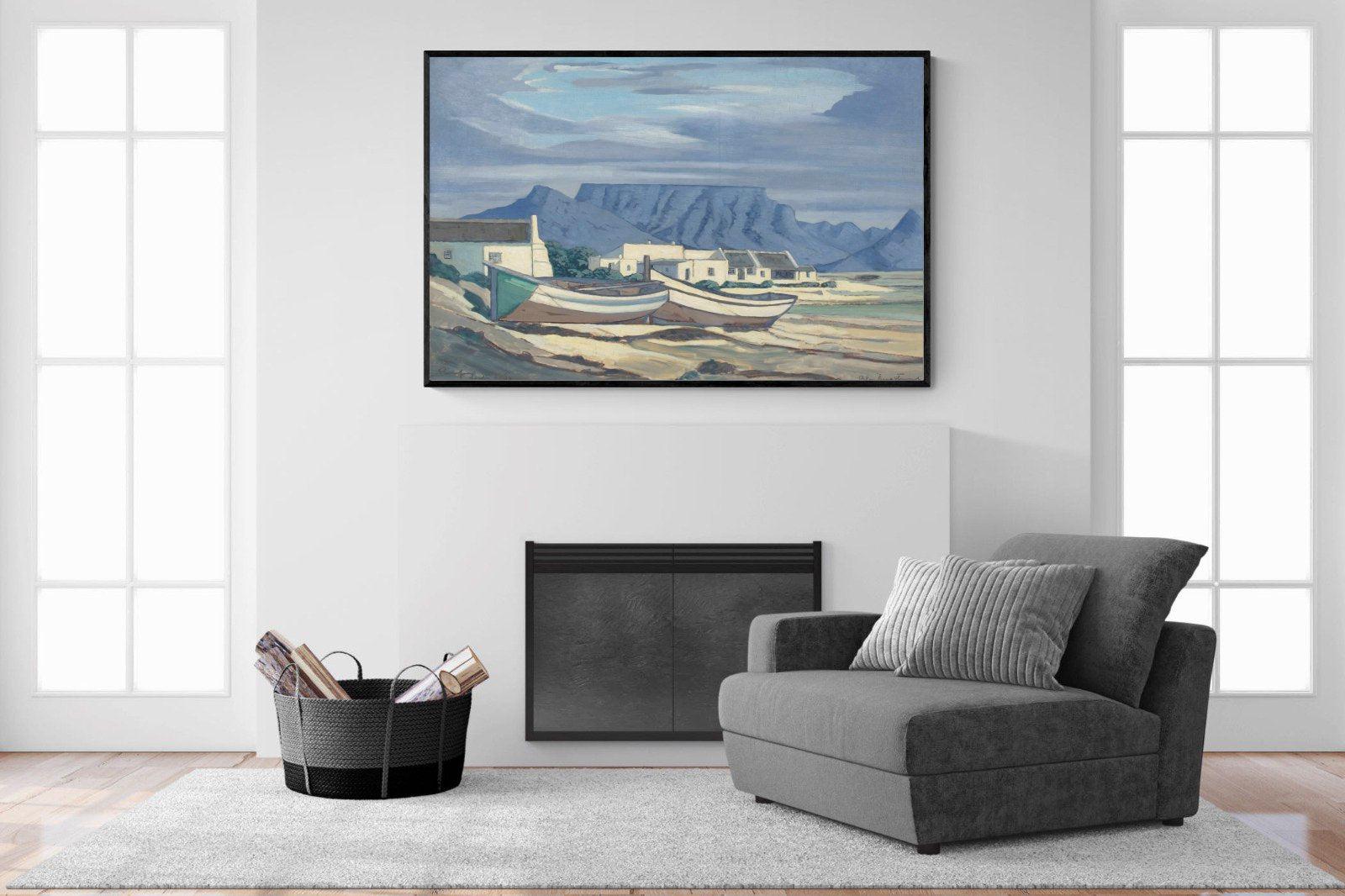 Kaap Bloubergstrand-Wall_Art-150 x 100cm-Mounted Canvas-Black-Pixalot