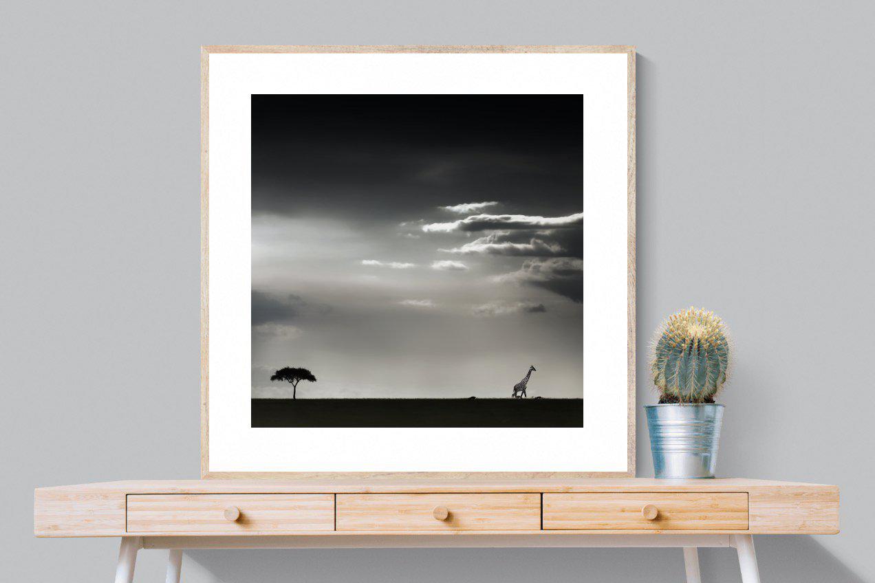 Kenyan Silhouette-Wall_Art-100 x 100cm-Framed Print-Wood-Pixalot